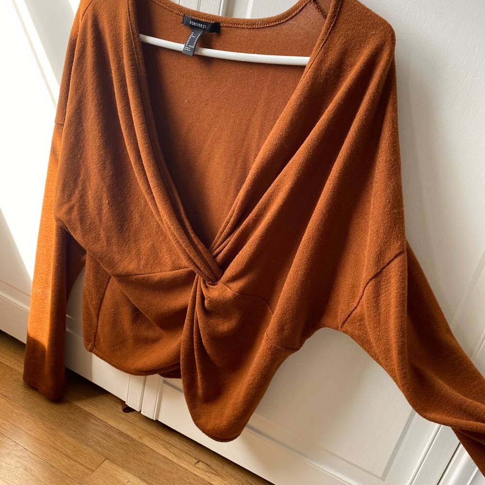 Rust Orange Draped Sweater